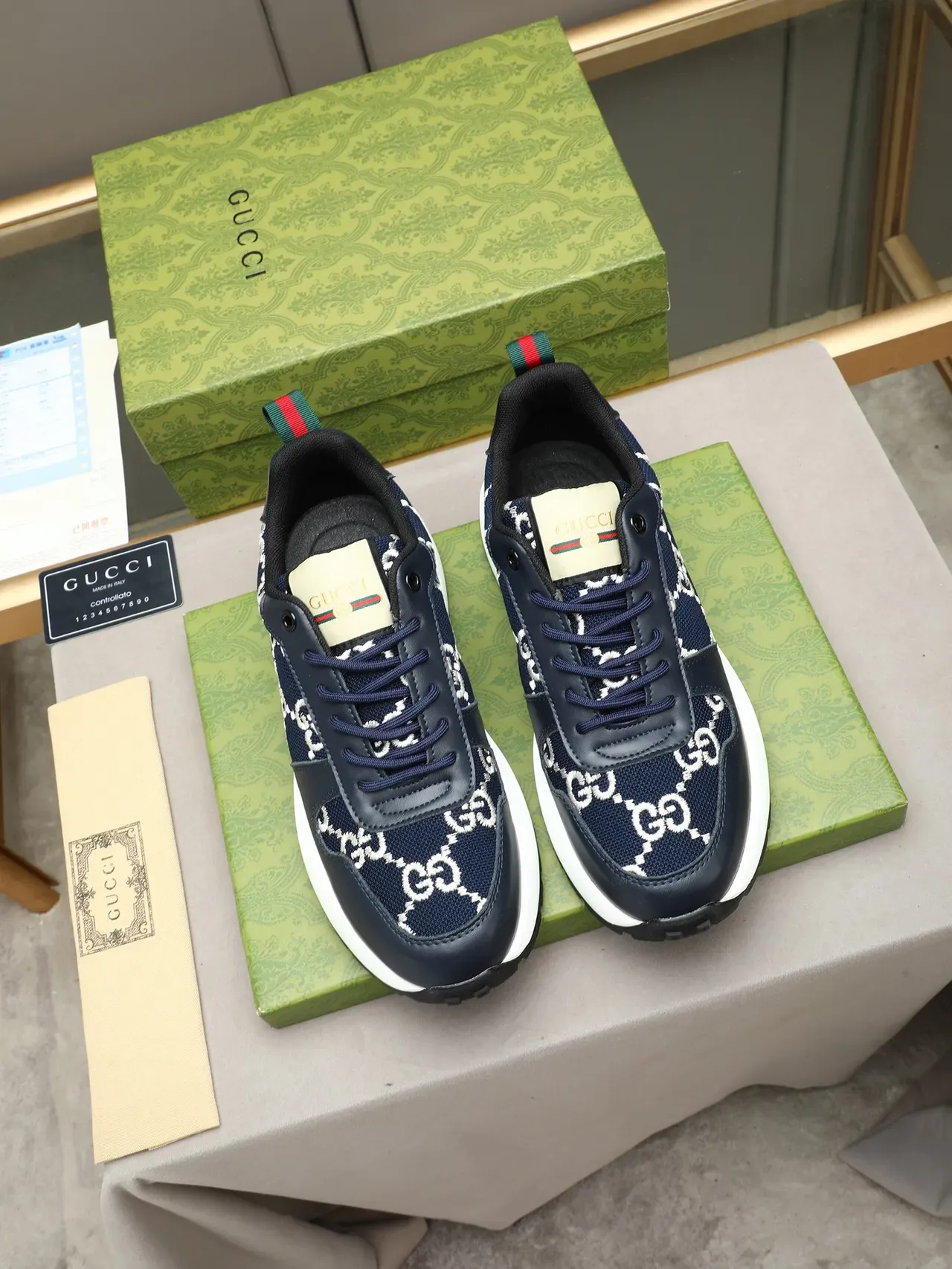Gucci GG Monogram Knit and Leather Lifestyle Sneakers 3
