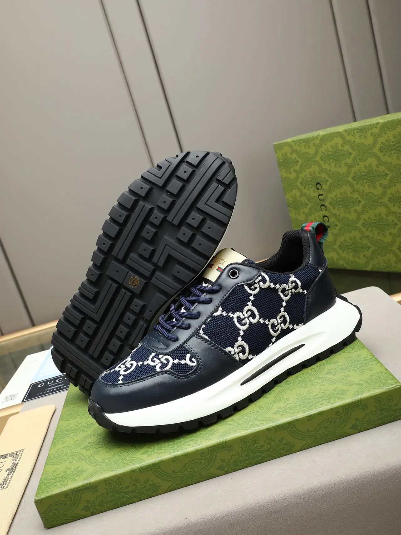 Gucci GG Monogram Knit and Leather Lifestyle Sneakers 5