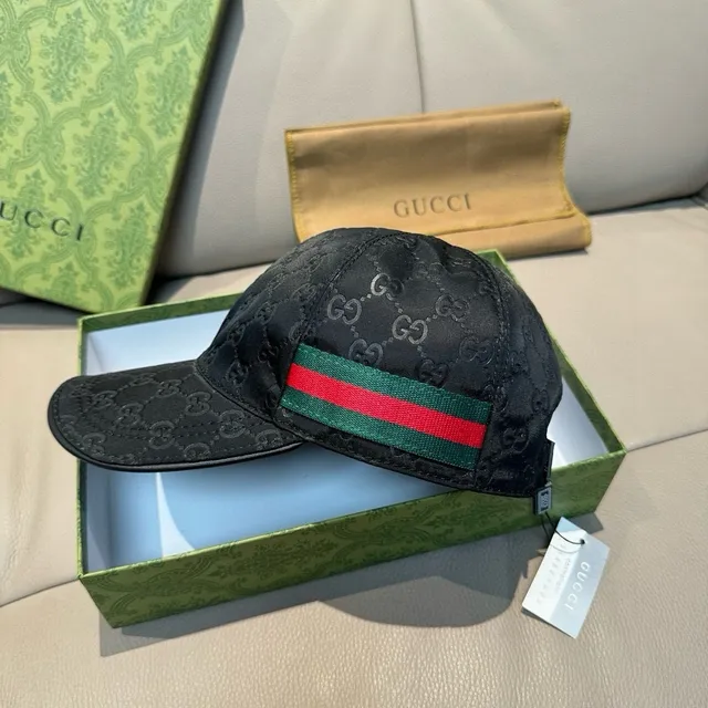 غوتشي GG Monogram Web Stripe قبعة بيسبول 5