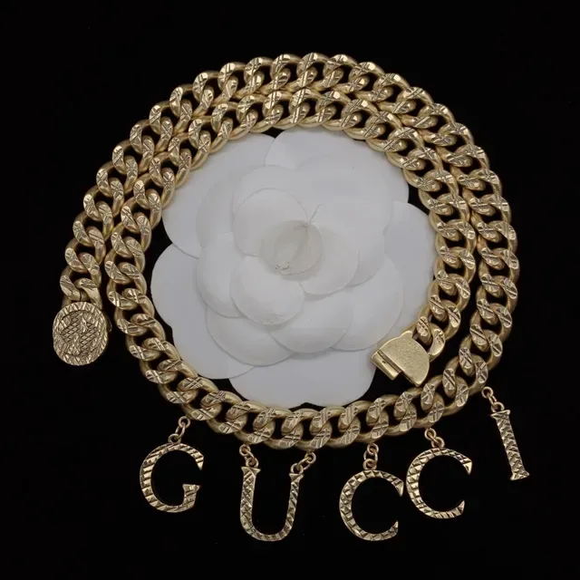 Gucci ذهبية سلسلة كيرب لينك سميكة حلقات مطبوعة حقيبة حزام أنيقة 2