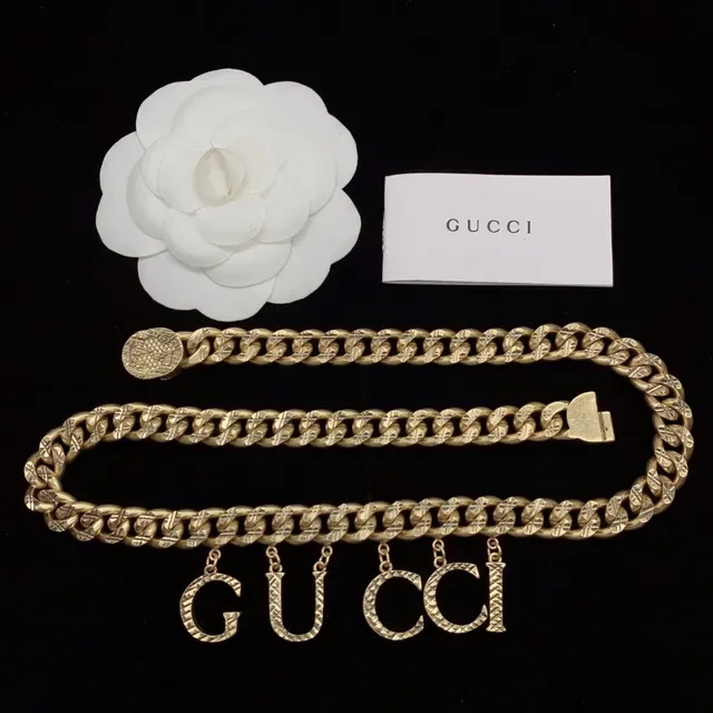 Gucci ذهبية سلسلة كيرب لينك سميكة حلقات مطبوعة حقيبة حزام أنيقة 3