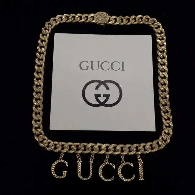 Gucci ذهبية سلسلة كيرب لينك سميكة حلقات مطبوعة حقيبة حزام أنيقة 4