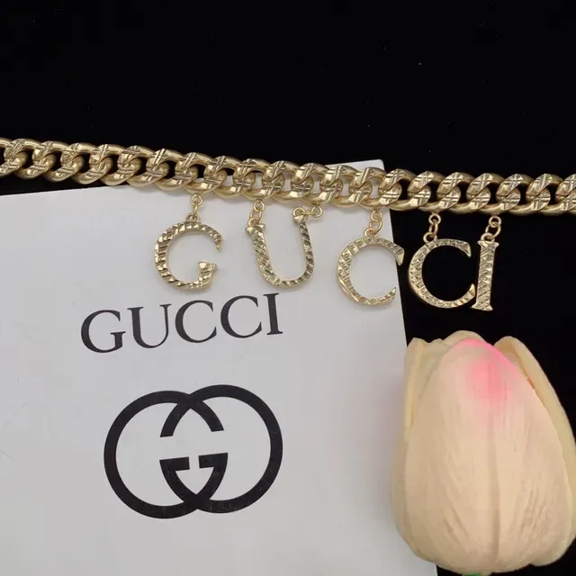 Gucci ذهبية سلسلة كيرب لينك سميكة حلقات مطبوعة حقيبة حزام أنيقة 5