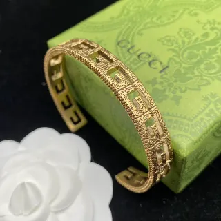 Gucci Gold سوار صلب مفتوح هندسي شبكي