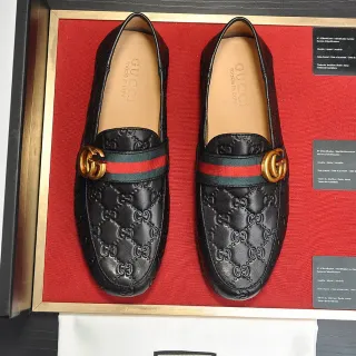 Gucci Horsebit 1955 أحذية لافر أسود منقوش GG