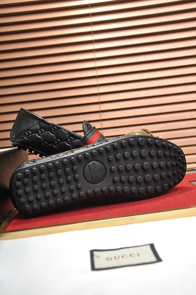 Gucci Horsebit 1955 أحذية لافر أسود منقوش GG 4