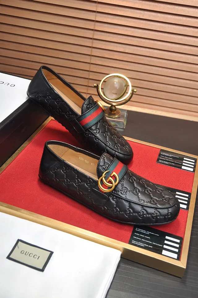Gucci Horsebit 1955 أحذية لافر أسود منقوش GG 5
