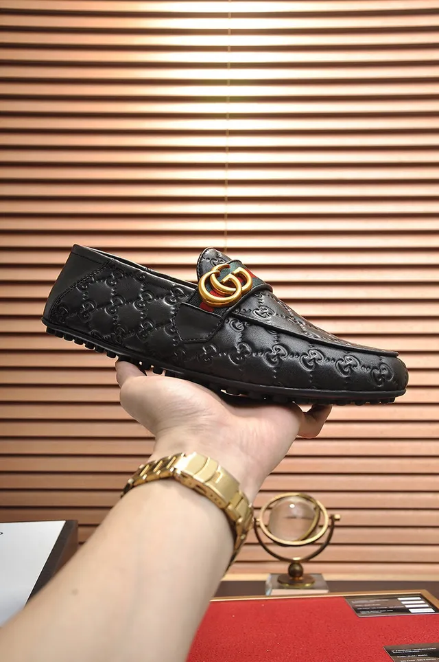 Gucci Horsebit 1955 أحذية لافر أسود منقوش GG 7