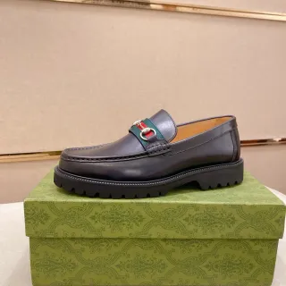 Gucci Horsebit 1955 Preto Verde Couro Superior Faixa Web Listrada Mocassim