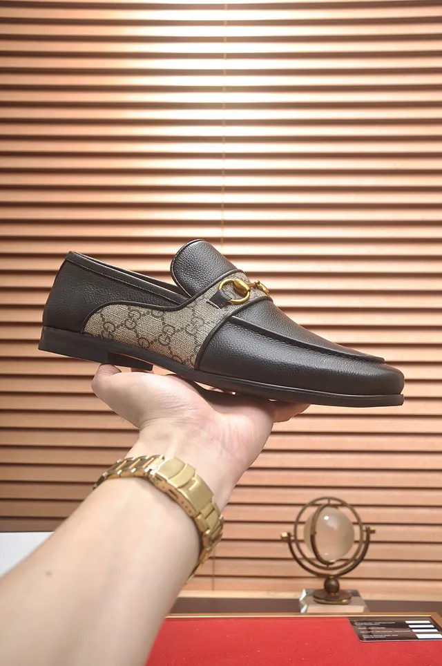Gucci Horsebit 1955 Cuir noir et GG Web Mocassins 4