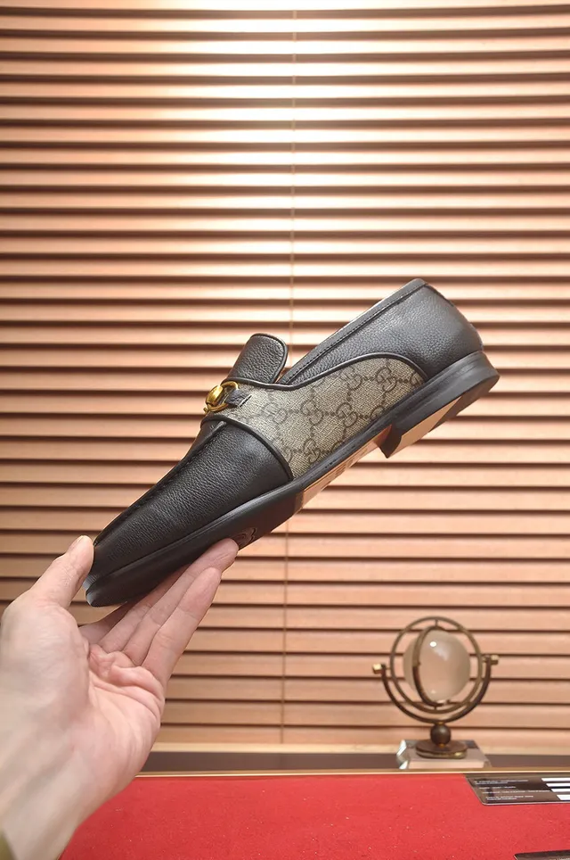 Gucci Horsebit 1955 Cuir noir et GG Web Mocassins 5