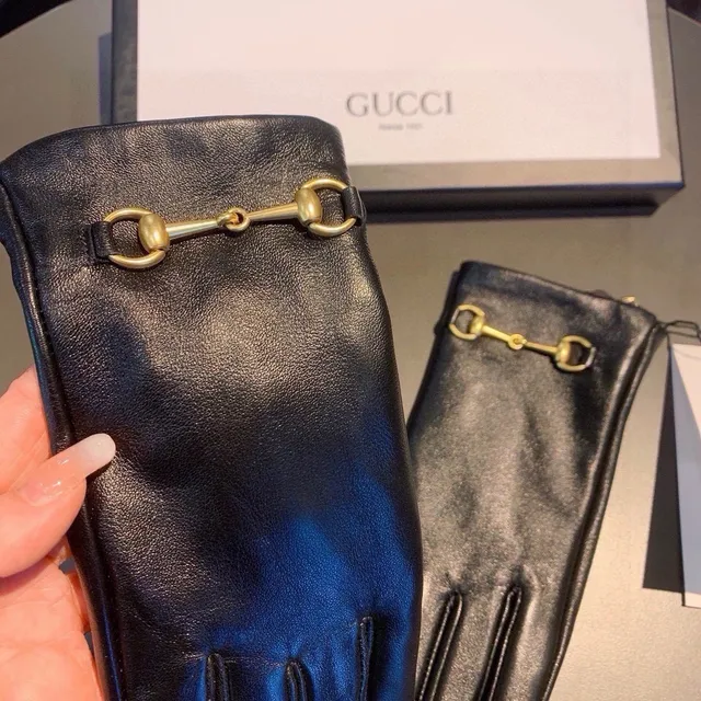Gucci Horsebit 1955 Black Leather Gloves 8