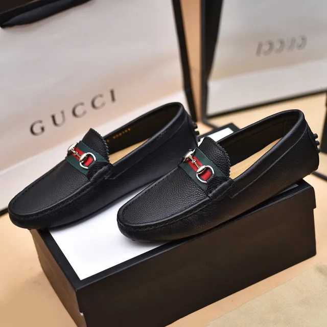 Gucci Horsebit 1955 Black Pebbled Leather Loafers 8