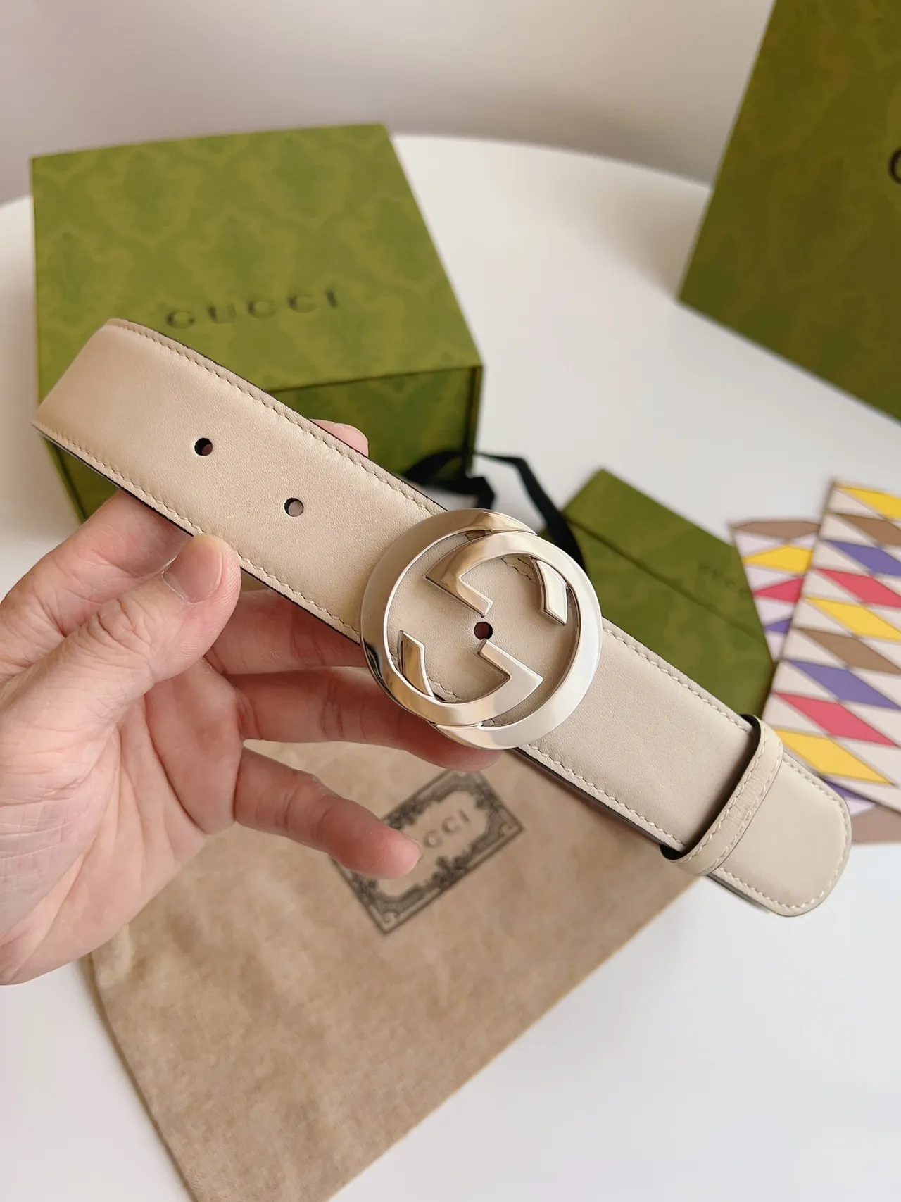 Gucci Horsebit 1955 Cinto de couro reversível bege e taupe 2