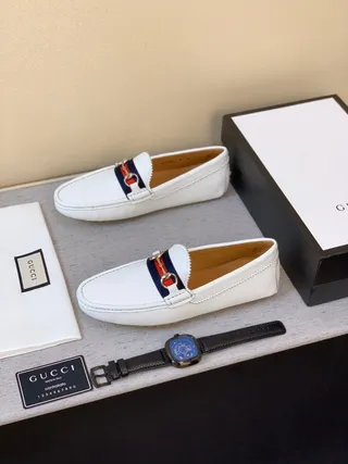 Gucci Horsebit 1955 White Leather Loafers 2