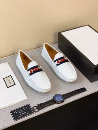 Gucci Horsebit 1955 White Leather Loafers 5