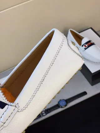 Gucci Horsebit 1955 White Leather Loafers 9