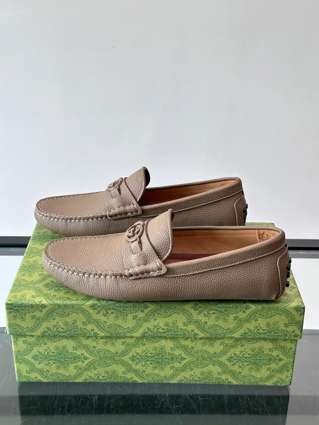 Gucci Horsebit Loafer Beige Pebbled Leather Loafers 5