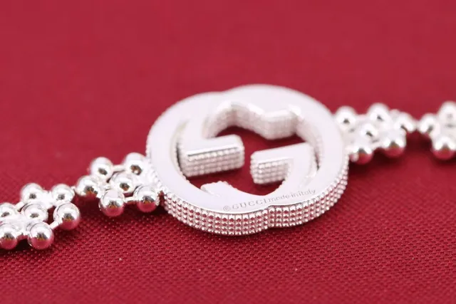 Gucci Interlocking G Floral-Link Silver Bracelet 7
