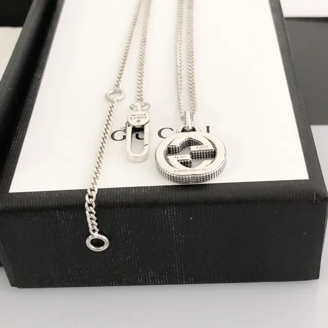 Gucci Interlocking G Pendant Silver Necklace 3
