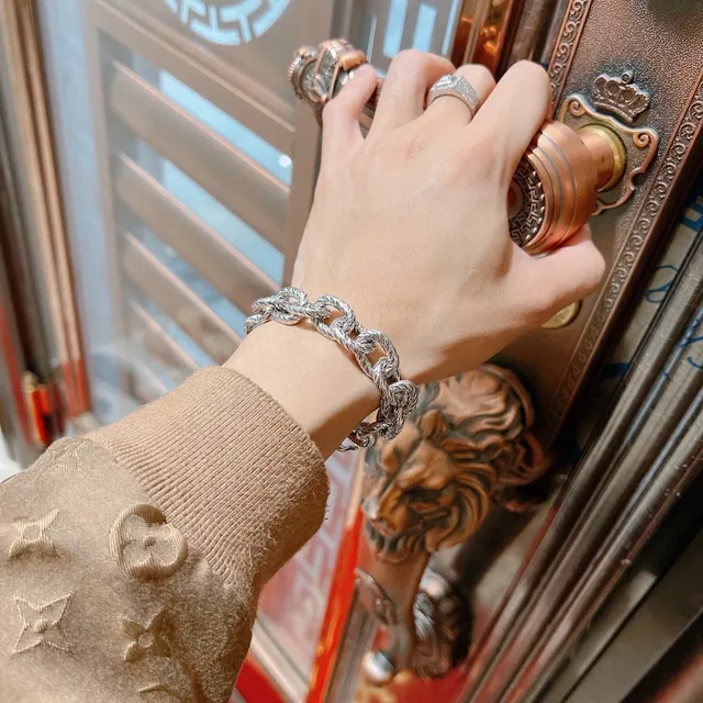 Gucci Interlocking G Twisted Rope-Link Silver Bracelet 5
