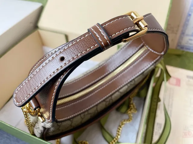 Gucci Jackie 1961 بيج بني GG Monogram كانفاس حقيبة تحت الإبط 3
