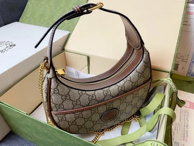 Gucci Jackie 1961 بيج بني GG Monogram كانفاس حقيبة تحت الإبط 5