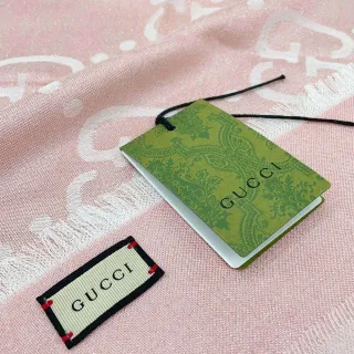 Gucci মোনোগ্রাম-প্রিন্ট গোলাপি ফ্রিঞ্জযুক্ত রেশম স্কার্ফ