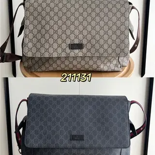 Gucci Ophidia भूरा-भूरा Monogram कैनवास Flap-Front मेसेंजर बैग