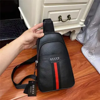 Gucci Ophidia काला पीबल्ड लेदर वेब स्ट्राइप मेसेंजर बैग