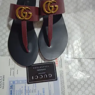Gucci Ophidia بورجوندي أسود Interlocking GG Logo حزام جلدي كاجوال صندل