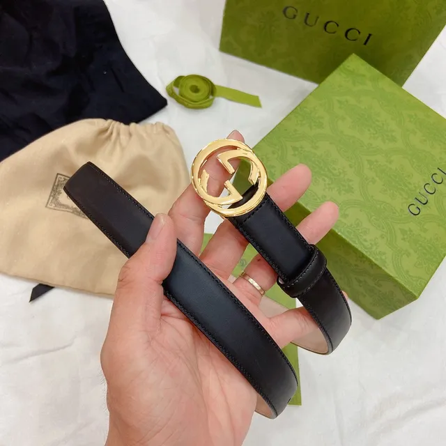 Gucci Ophodia GG Noir Or Interlocking G Boucle Ceinture Cuir Lisse 3