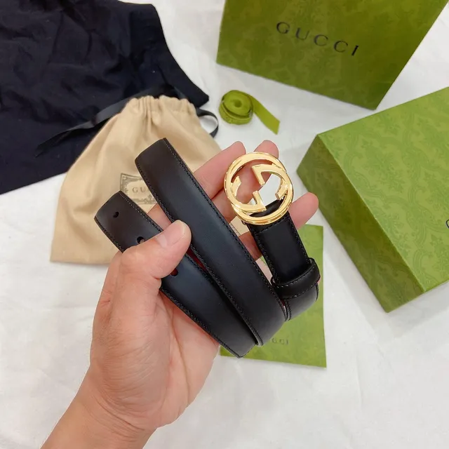 Gucci Ophodia GG Noir Or Interlocking G Boucle Ceinture Cuir Lisse 5