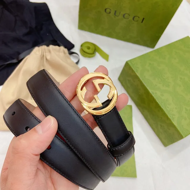 Gucci Ophodia GG Noir Or Interlocking G Boucle Ceinture Cuir Lisse 6