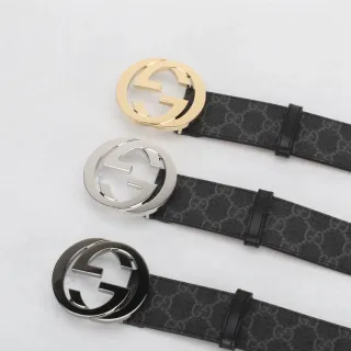 Gucci Ophidia Interlocking G Buckle Black GG Monogram Leather Belt