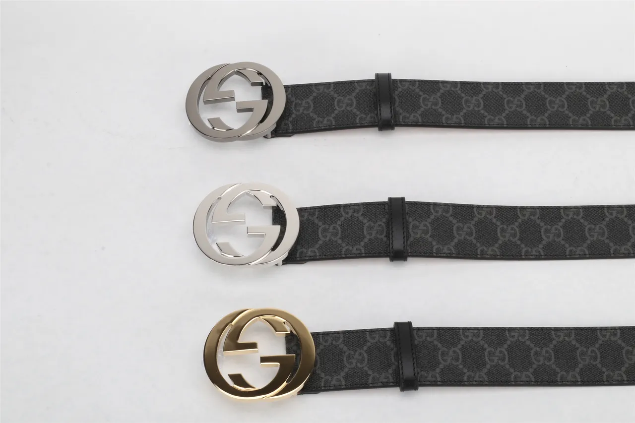 Gucci Ophidia Interlocking G Buckle Black GG Monogram Leather Belt 2