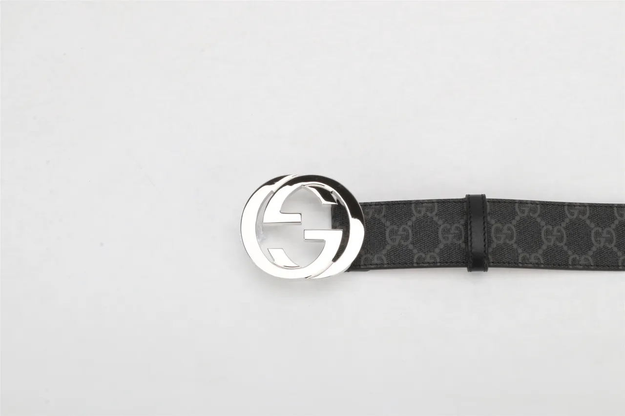 Gucci Ophidia Interlocking G Buckle Black GG Monogram Leather Belt 4