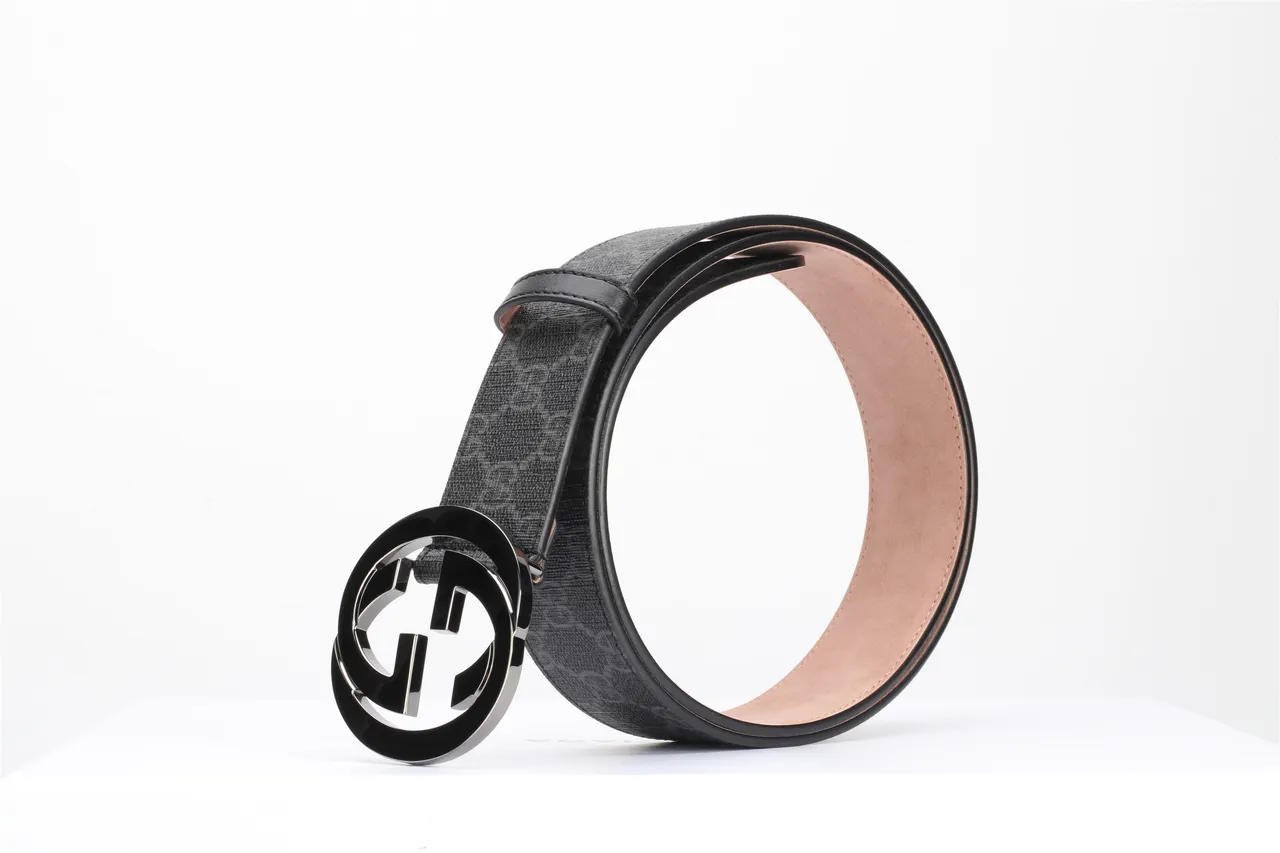 Gucci Ophidia Interlocking G Buckle Black GG Monogram Leather Belt 6