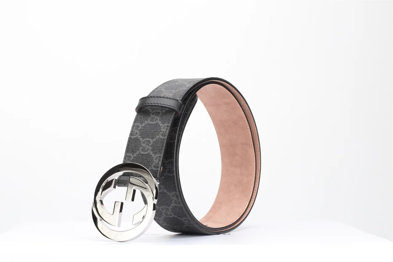 Gucci Ophidia Interlocking G Buckle Black GG Monogram Leather Belt 7