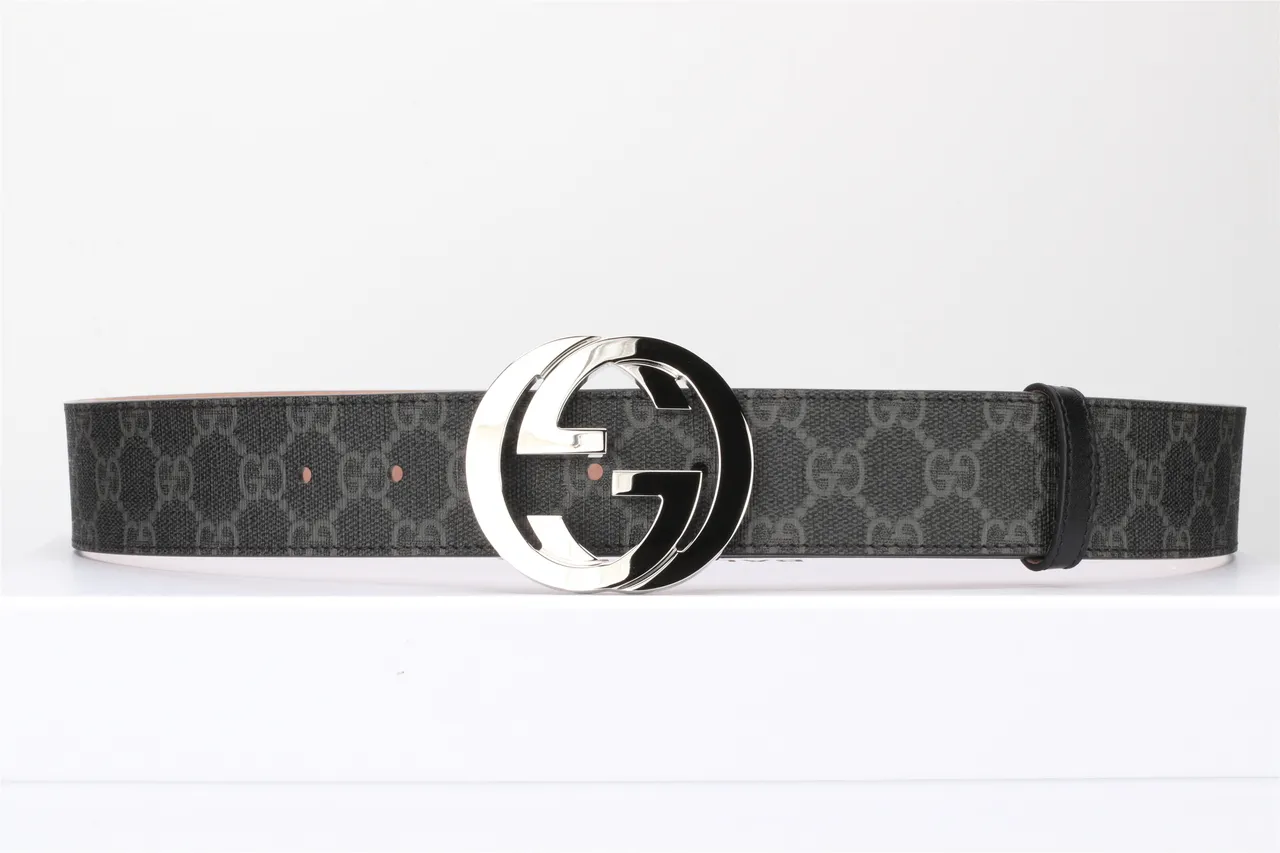 Gucci Ophidia Interlocking G Buckle Black GG Monogram Leather Belt 12