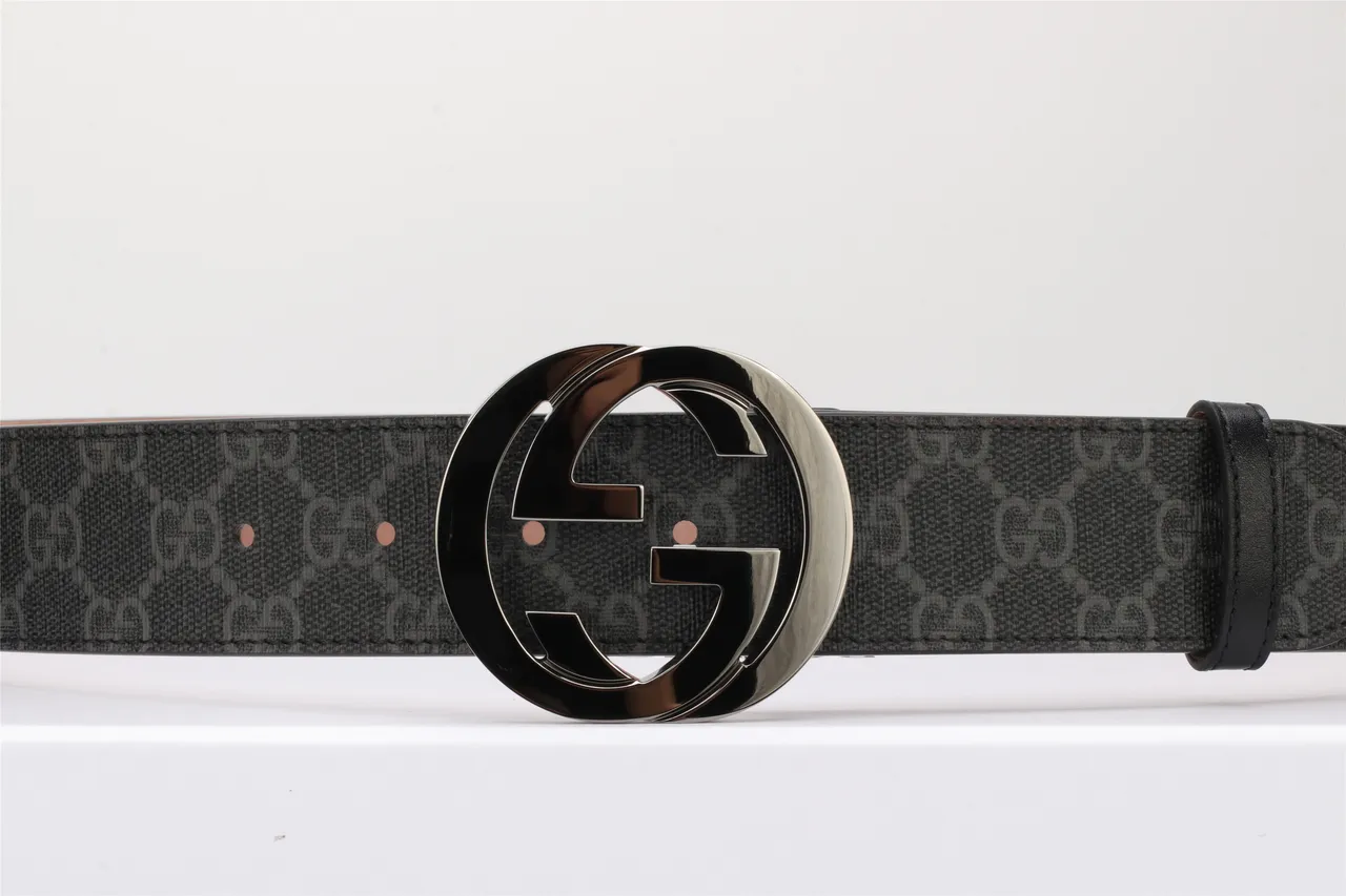 Gucci Ophidia Interlocking G Buckle Black GG Monogram Leather Belt 14