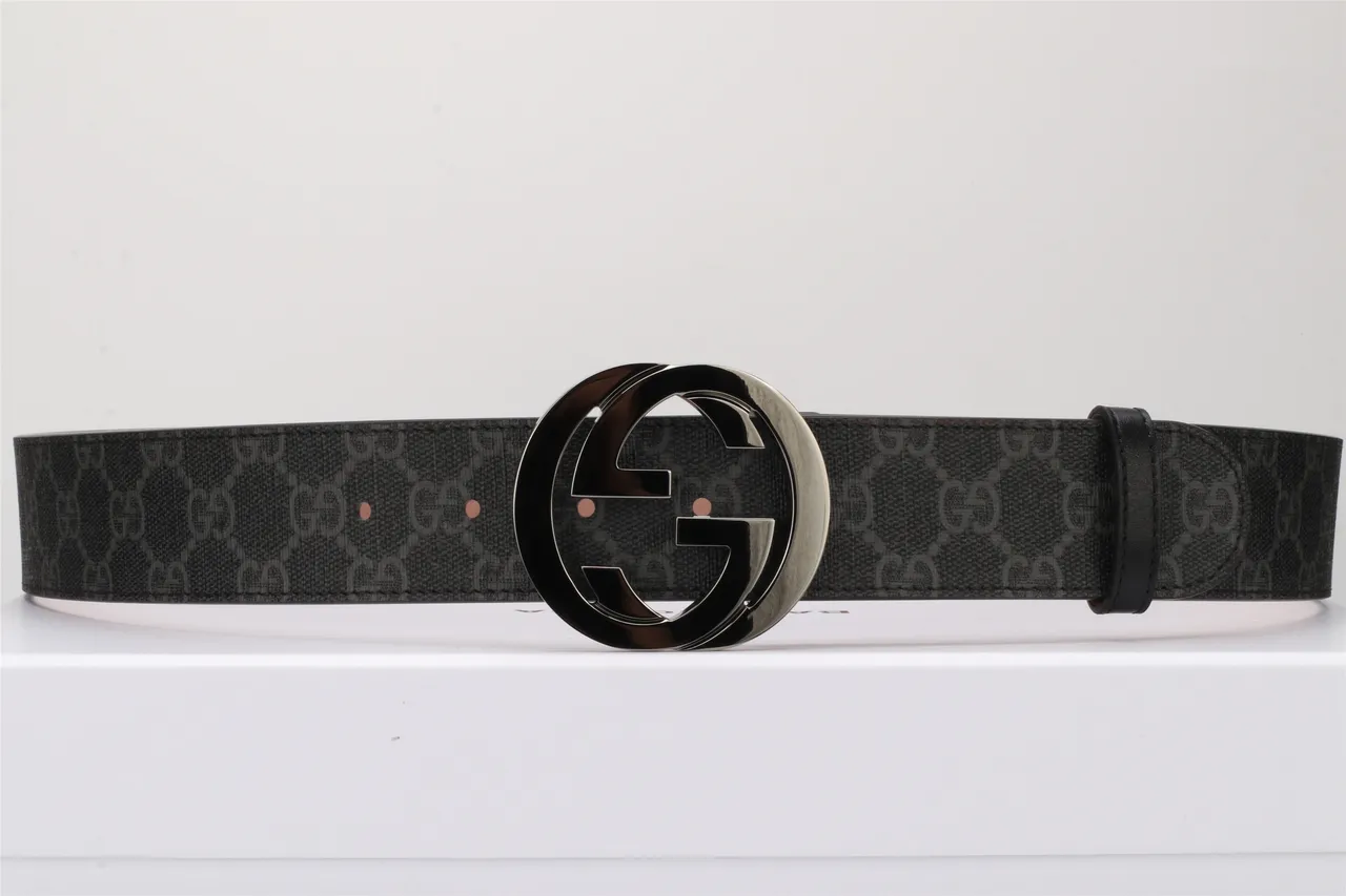 Gucci Ophidia Interlocking G Buckle Black GG Monogram Leather Belt 15