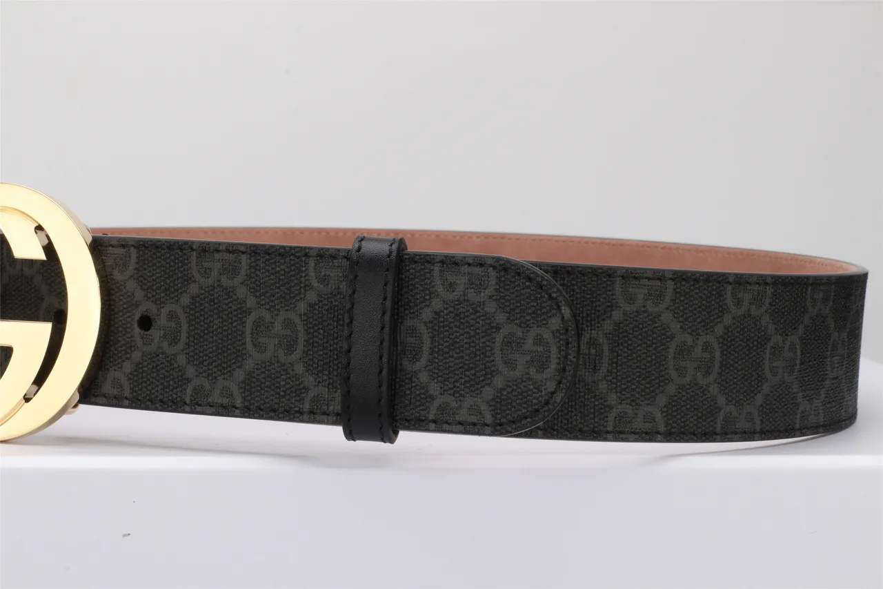 Gucci Ophidia Interlocking G Buckle Black GG Monogram Leather Belt 17
