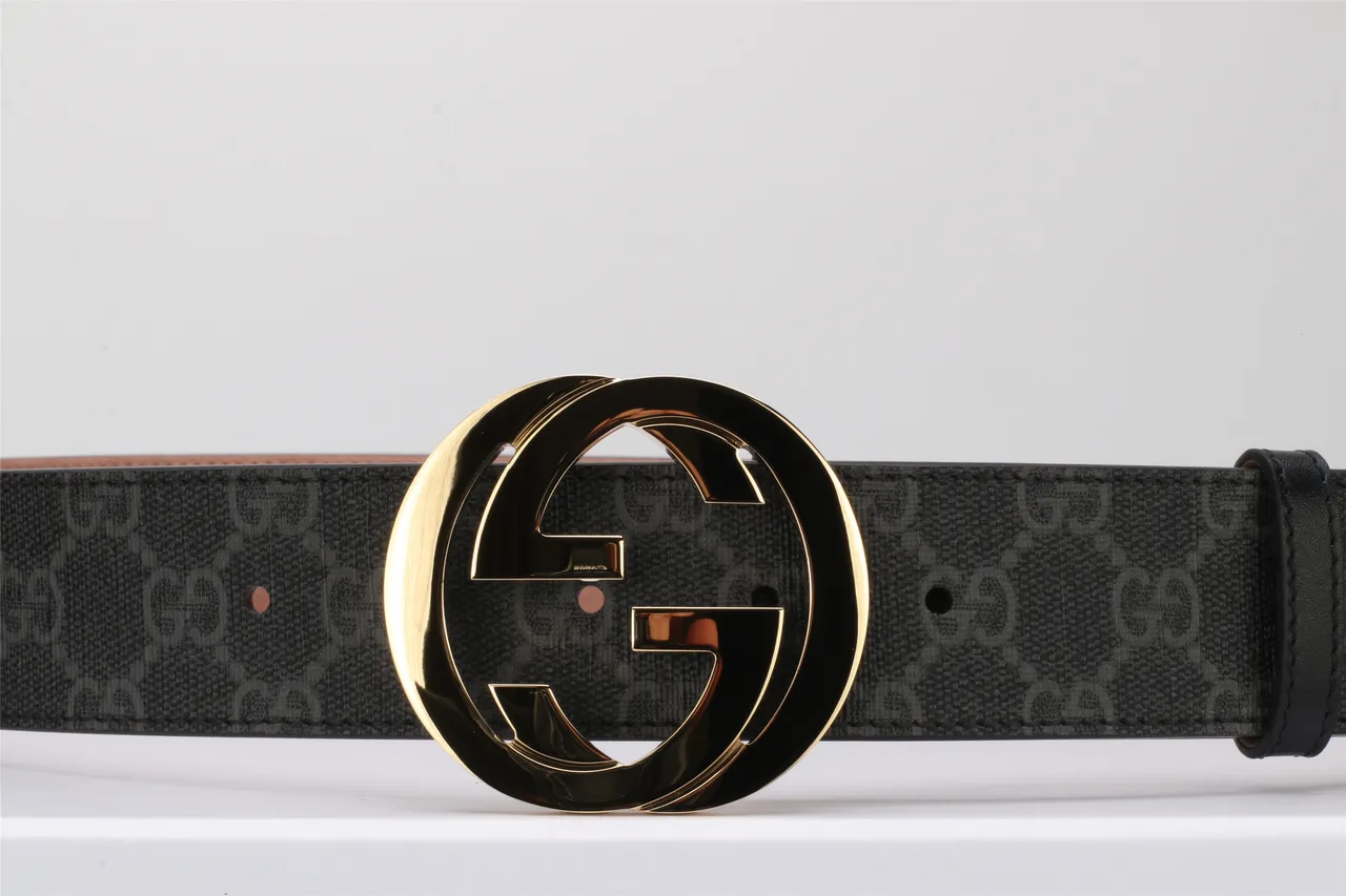 Gucci Ophidia Interlocking G Buckle Black GG Monogram Leather Belt 18