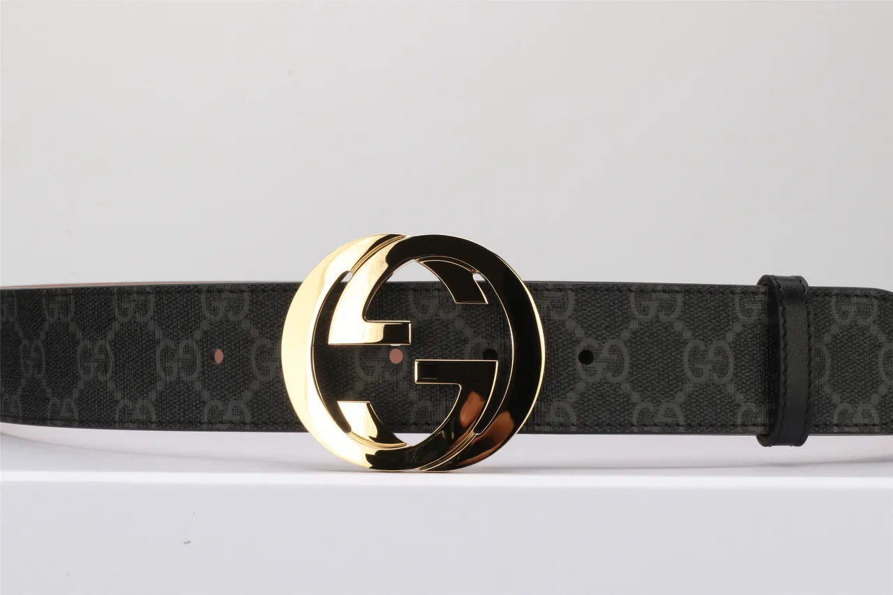 Gucci Ophidia Interlocking G Buckle Black GG Monogram Leather Belt 19