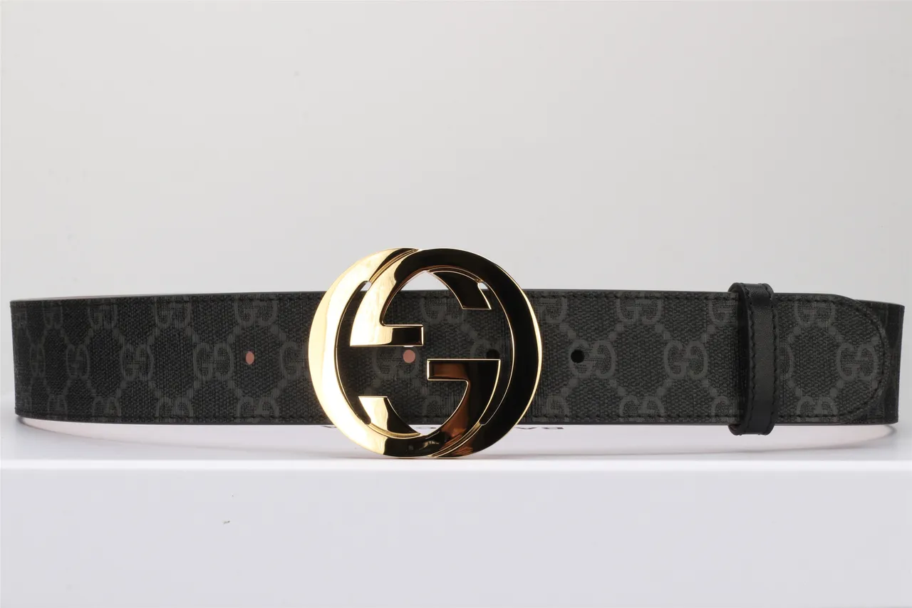 Gucci Ophidia Interlocking G Buckle Black GG Monogram Leather Belt 20