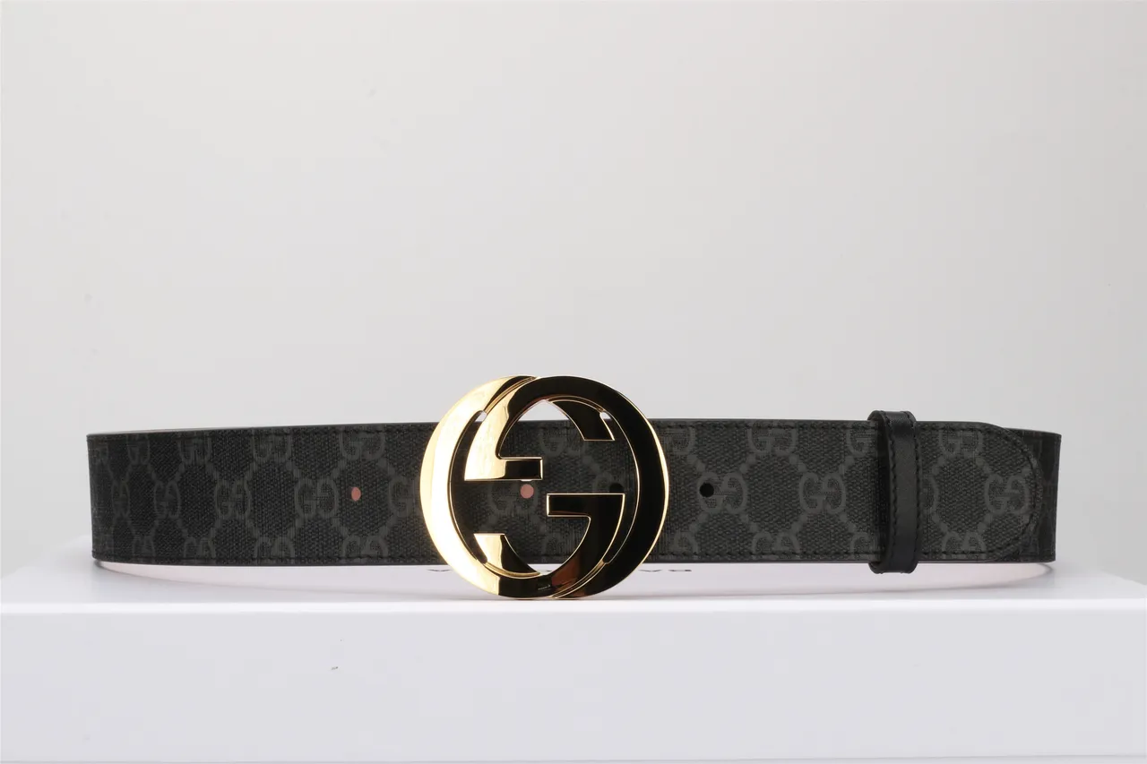 Gucci Ophidia Interlocking G Buckle Black GG Monogram Leather Belt 21