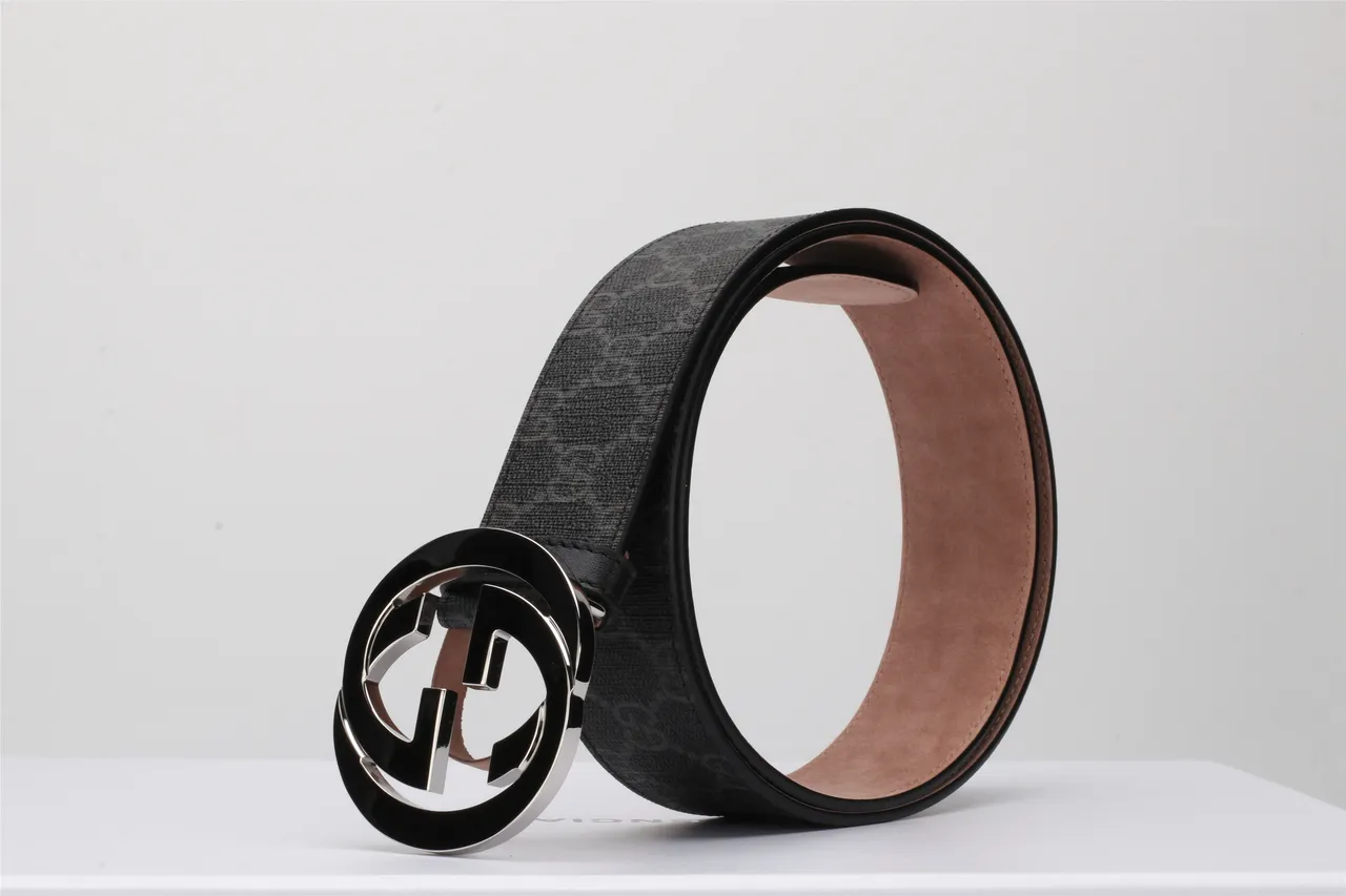 Gucci Ophidia Interlocking G Buckle Black GG Monogram Leather Belt 22