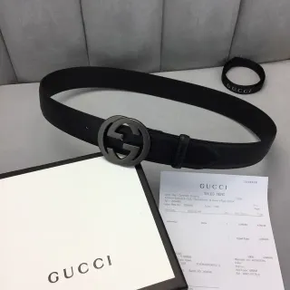 Gucci Ophidia Interlocking G Buckle Cinto de couro preto