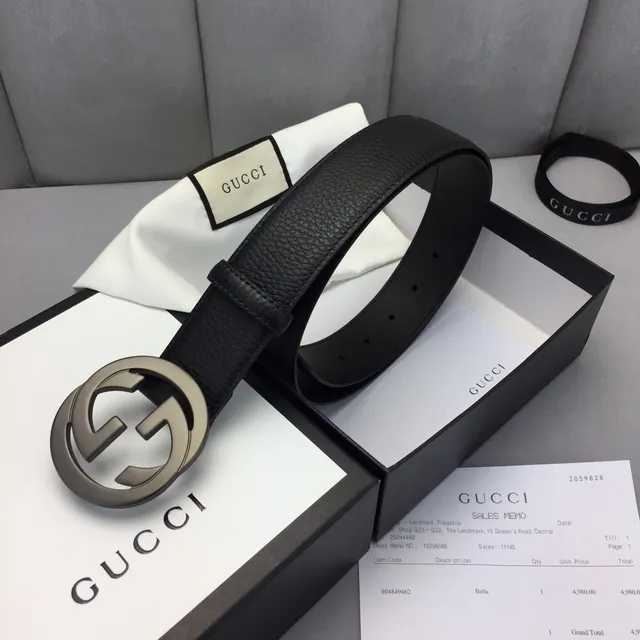 Gucci Ophidia Interlocking G Buckle Ceinture en cuir noir 4